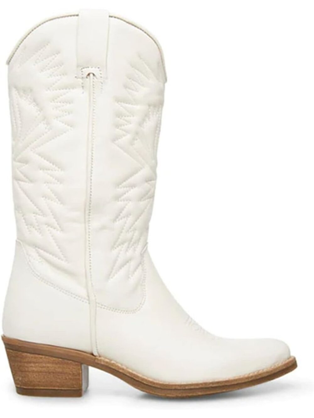 Women’s White Knee High Cowboy Boots Wide Calf Embroidered Pointed Toe Western